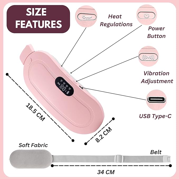 Electric Heating Pad and Menstrual Massager with Belt for Cramps