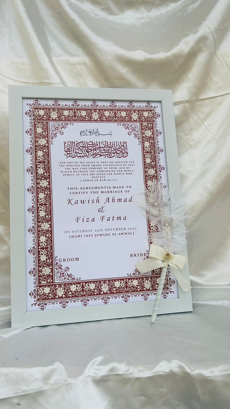 Wedding Nikah Nama - Premium Paper | Nikahnama | Keepsake Memory for Couples, Wedding, Anniversary, Gifts for Him & Her