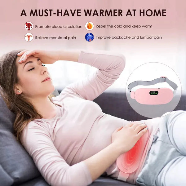 Electric Heating Pad and Menstrual Massager with Belt for Cramps