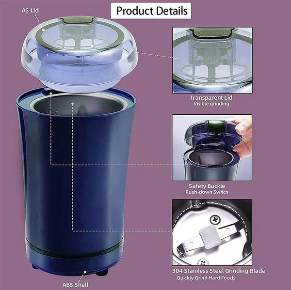 Portable Mini Mixer Grinder | One-Touch Push-Button | Stainless steel